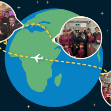 illustration of round-the-world journey